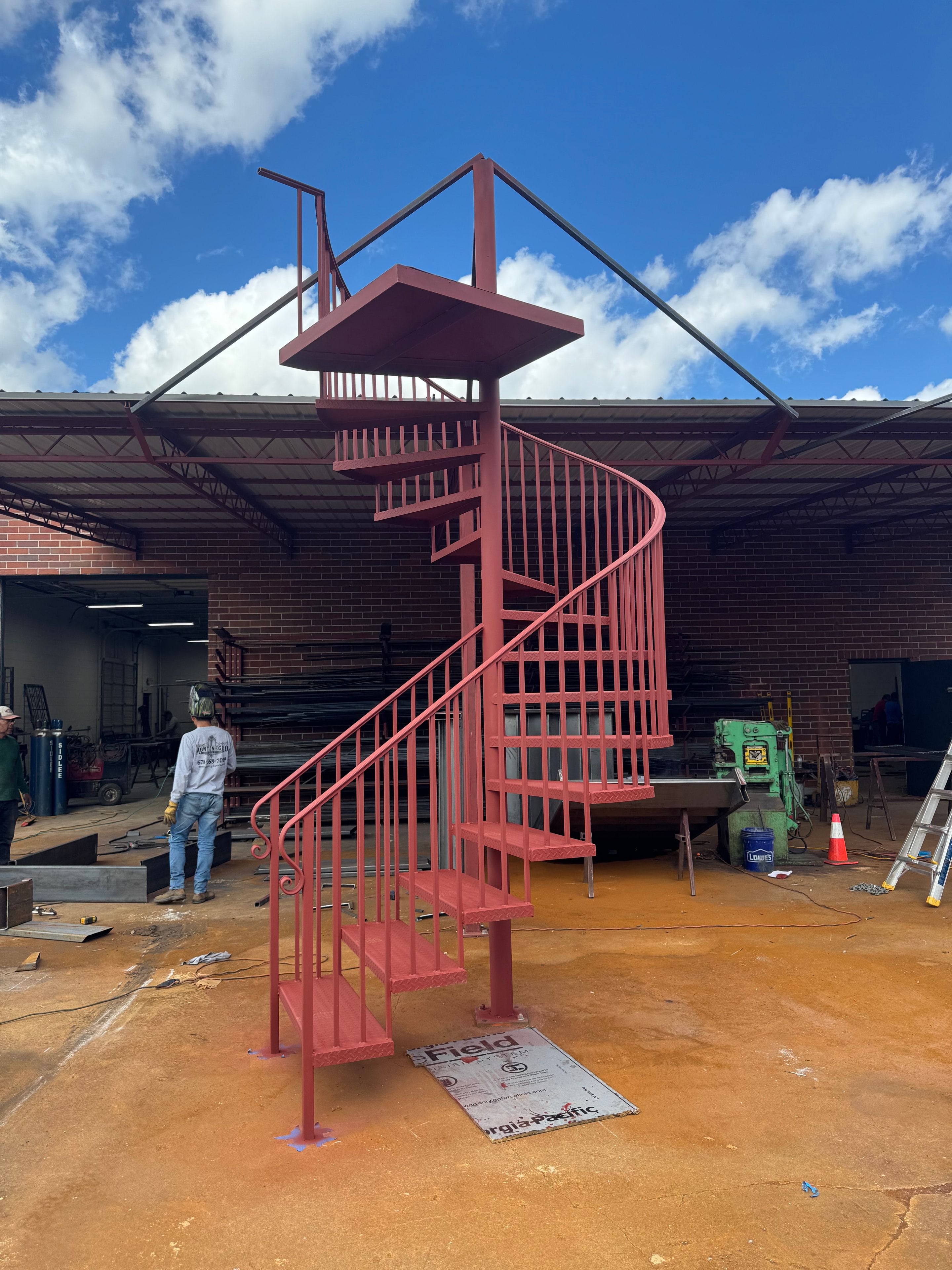Red Steel Stair Structure